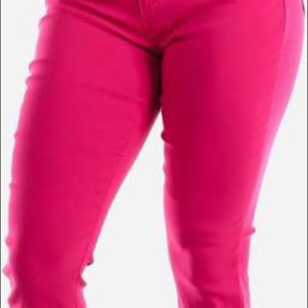 Women's Hot Pink High Rise Cotton Blend Straight Leg Capri Jeans Size 5